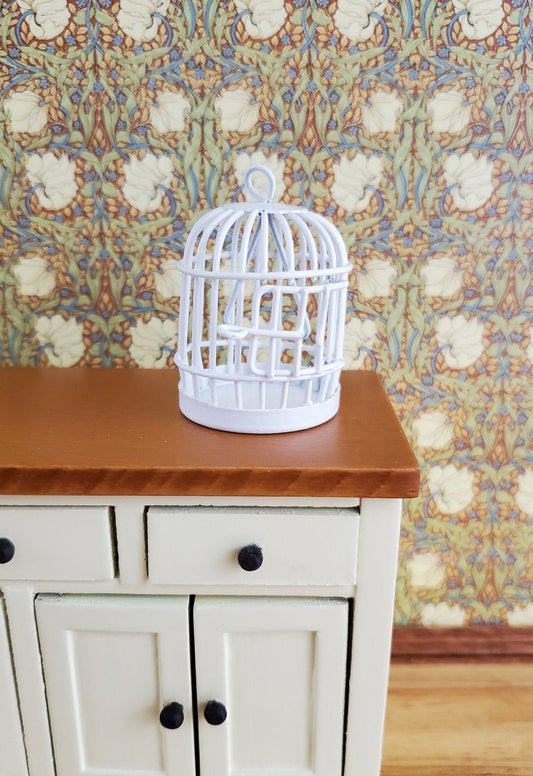 Dollhouse Miniature Birdcage White Metal Opens 1:12 Scale - Miniature Crush