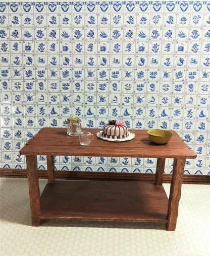 Dollhouse Miniature Blue & White Delft Wall Tiles Textured 1:12 Scale Kitchens - Miniature Crush