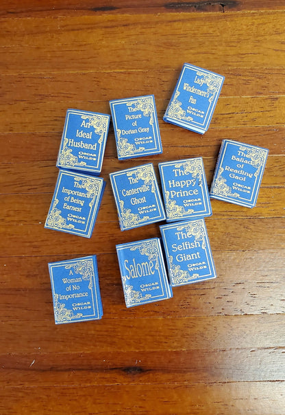 Dollhouse Miniature Book Set x10 Oscar Wilde 1:12 Scale (blank inside) - Miniature Crush