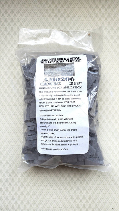Dollhouse Miniature Bricks Charcoal Gray by Andi Mini Brick & Stone 1:12 Scale 325 Pieces - Miniature Crush