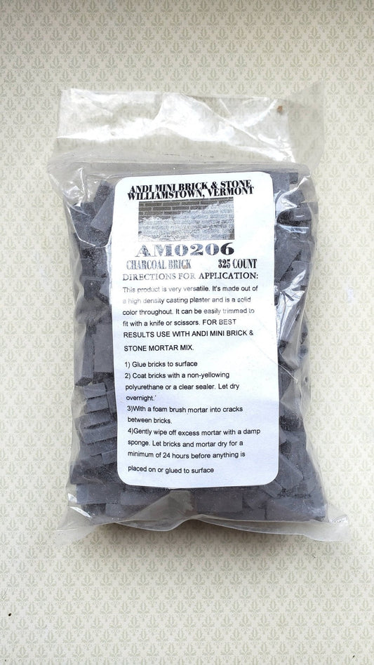 Dollhouse Miniature Bricks Charcoal Gray by Andi Mini Brick & Stone 1:12 Scale 325 Pieces - Miniature Crush