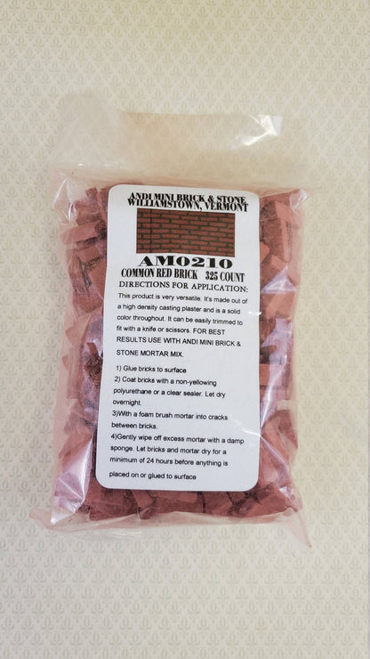 Dollhouse Miniature Bricks Common Red Brick by Andi Mini Brick & Stone 1:12 Scale 325 Pieces - Miniature Crush