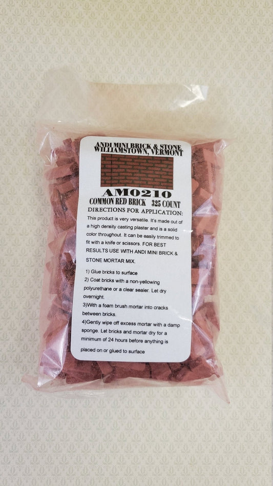 Dollhouse Miniature Bricks Common Red Brick by Andi Mini Brick & Stone 1:12 Scale 325 Pieces - Miniature Crush