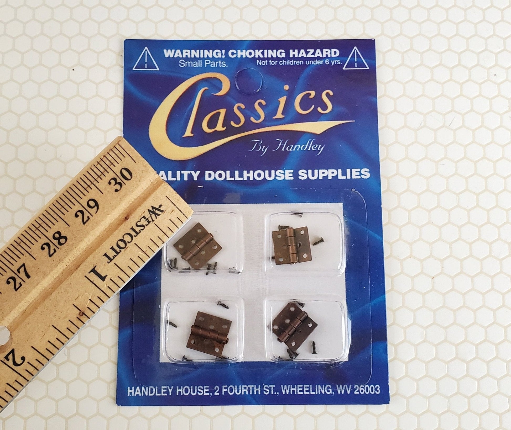 Dollhouse Miniature Butt Hinges Working x4 Bronze 1:12 Scale Includes Nails 5711 - Miniature Crush