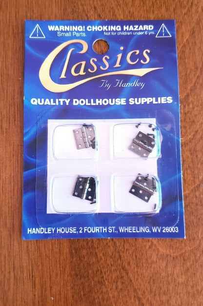 Dollhouse Miniature Butt Hinges Working x4 Pewter 1:12 Scale Includes Nails 5642 - Miniature Crush