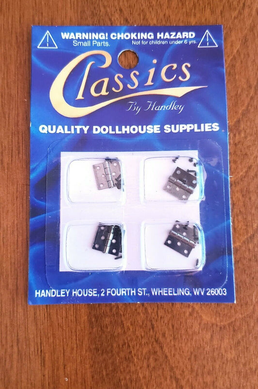 Dollhouse Miniature Butt Hinges Working x4 Pewter 1:12 Scale Includes Nails 5642 - Miniature Crush