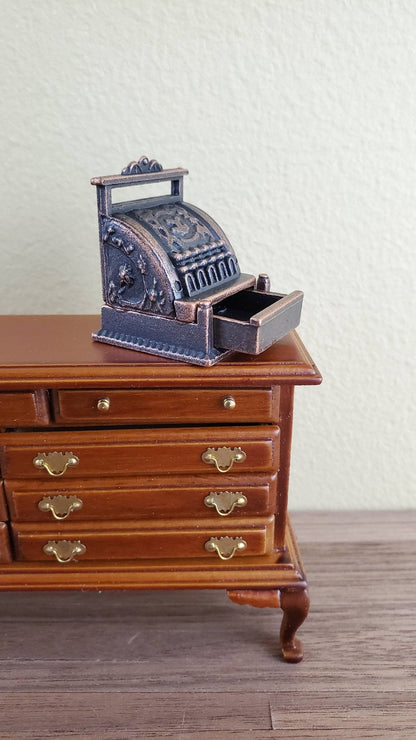 Dollhouse Miniature Cash Register Till Bronze Vintage Style Metal 1:12 Scale Opening Drawer - Miniature Crush