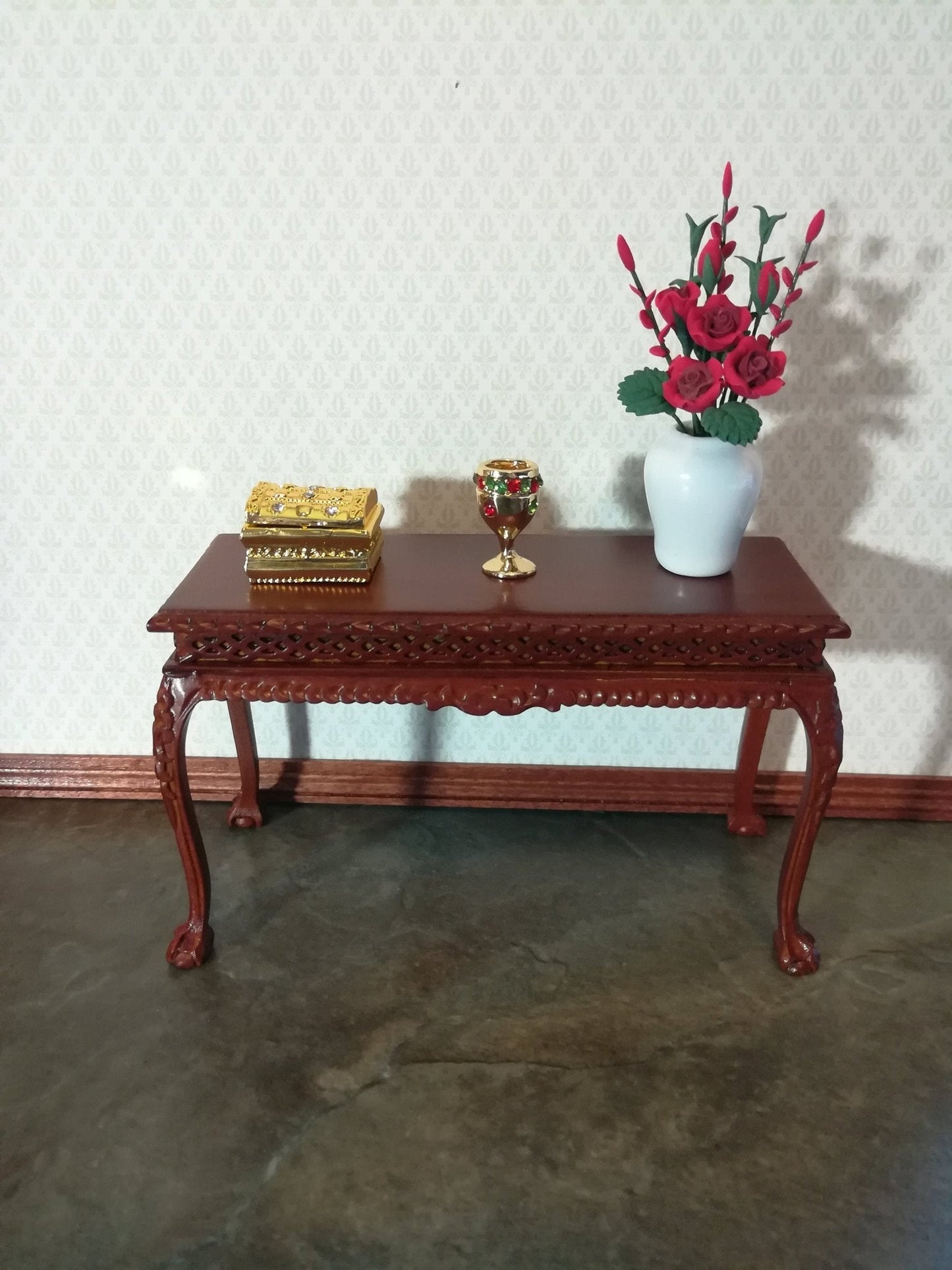 Dollhouse Miniature Chalice Goblet Large "Gold" with Jewels 1:12 Scale - Miniature Crush