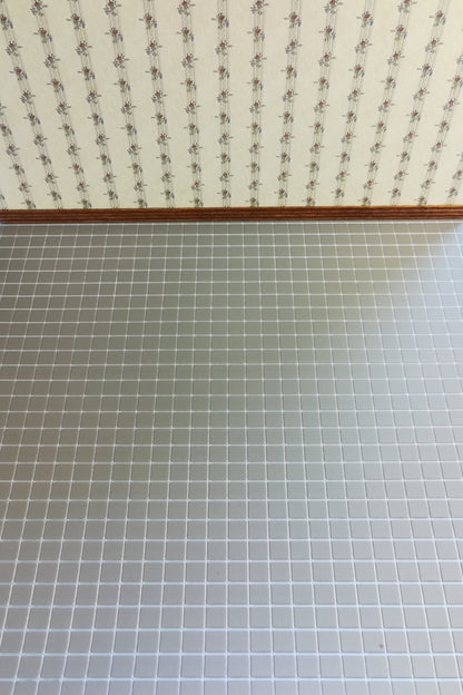 Dollhouse Miniature Chateau Gray Square Faux Tile Flooring Textured 1:12 Scale - Miniature Crush