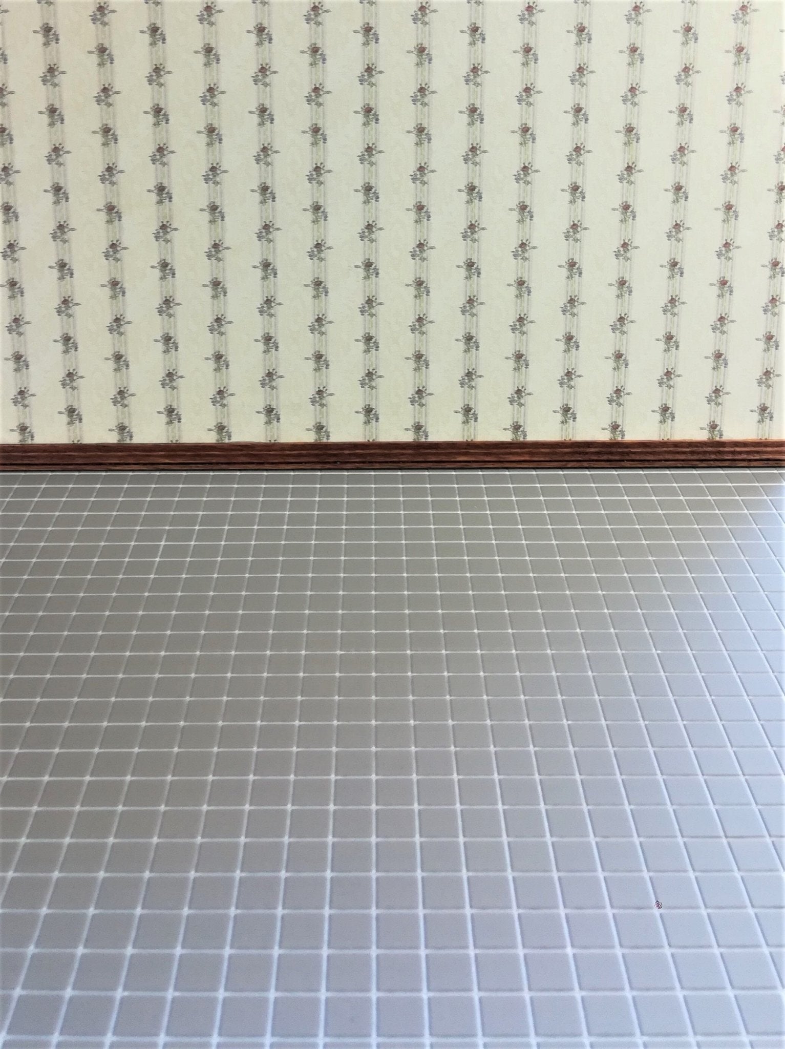 Dollhouse Miniature Chateau Gray Square Faux Tile Flooring Textured 1:12 Scale - Miniature Crush