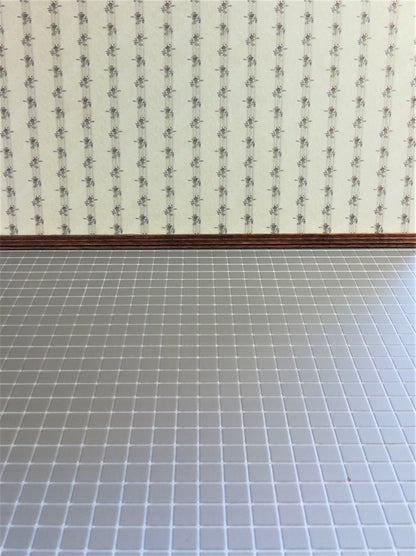 Dollhouse Miniature Chateau Gray Square Faux Tile Flooring Textured 1:12 Scale - Miniature Crush