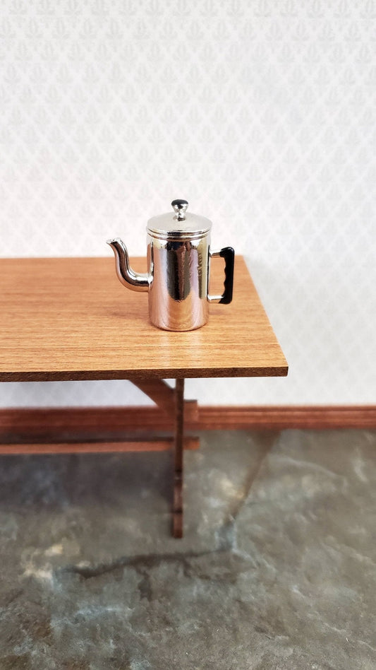 Dollhouse Miniature Coffee Pot Tall Silver & Black Metal 1:12 Scale Kitchen Accessories - Miniature Crush