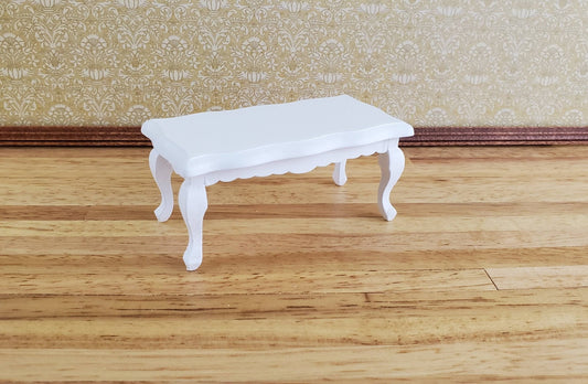 Dollhouse Miniature Coffee Table Curvy Rectangle White Finish 1:12 Scale Furniture - Miniature Crush