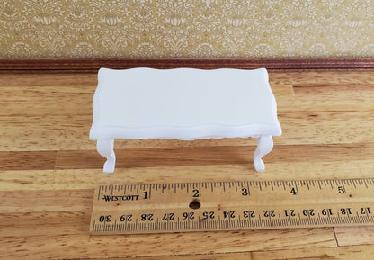 Dollhouse Miniature Coffee Table Curvy Rectangle White Finish 1:12 Scale Furniture - Miniature Crush