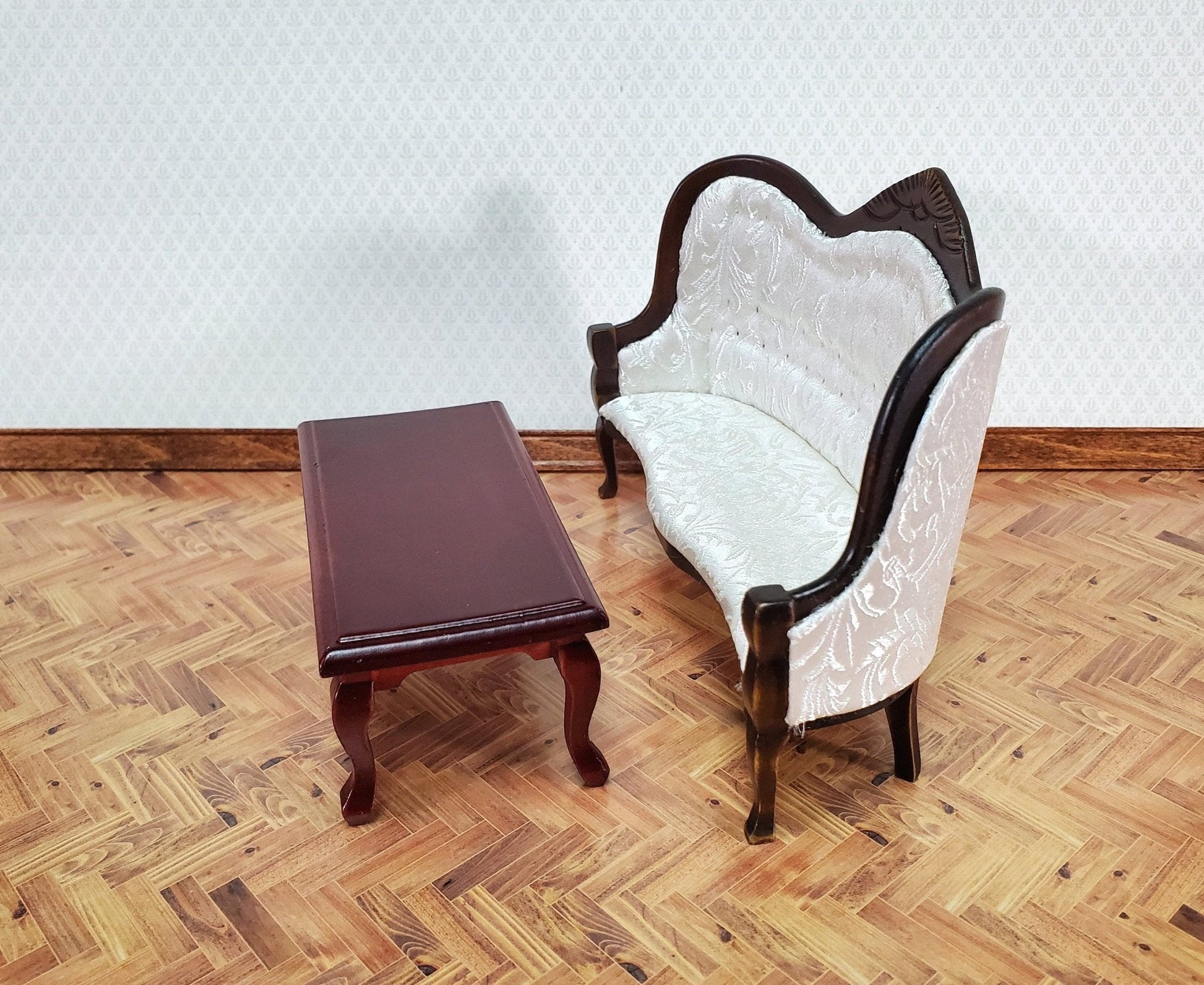 Dollhouse Miniature Coffee Table Large Mahogany Finish 1:12 Scale Furniture - Miniature Crush
