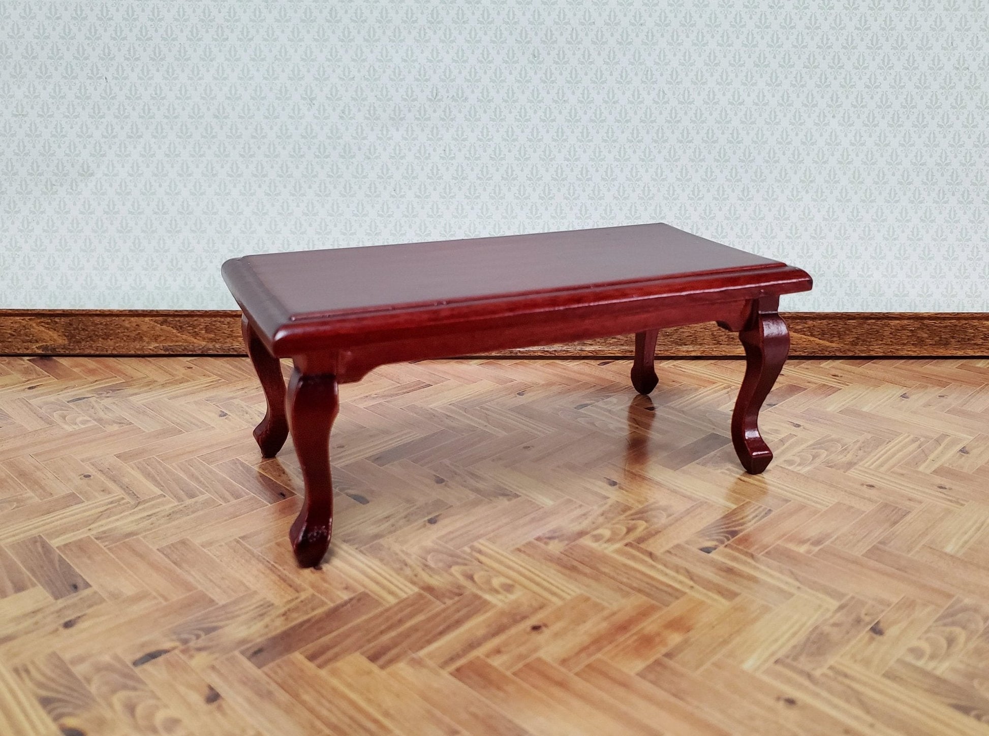 Dollhouse Miniature Coffee Table Large Mahogany Finish 1:12 Scale Furniture - Miniature Crush