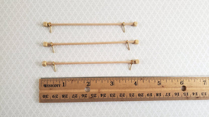 Dollhouse Miniature Curtain Rod Wood x3 1:12 Scale 4" long - Miniature Crush