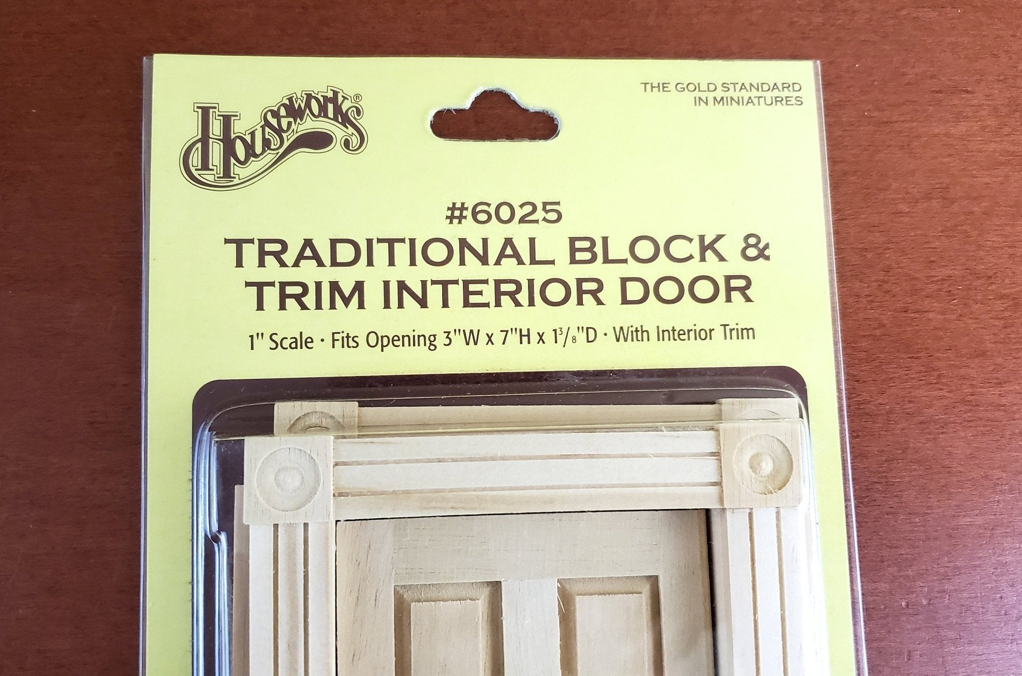 Dollhouse Miniature Door 6 Panel Interior with Head Blocks 112 Scale