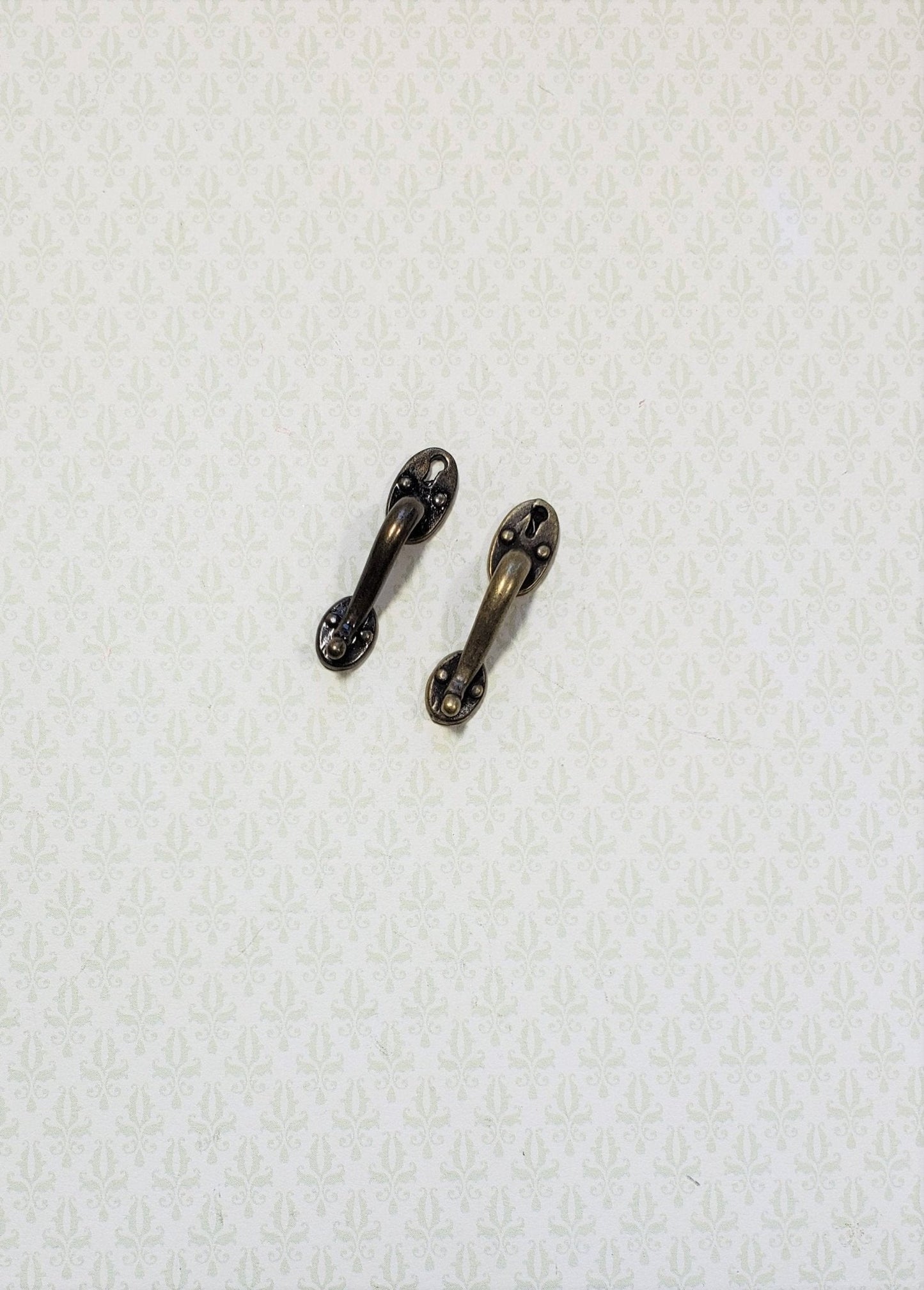 Dollhouse Miniature Door Handles Large with Keyhole 1:12 Scale Antique Bronze - Miniature Crush