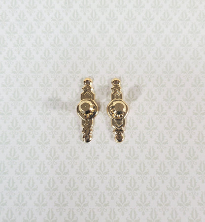 Dollhouse Miniature Doorknobs Handles Fancy Gold 1 Set 1:12 Scale CLA05510 - Miniature Crush