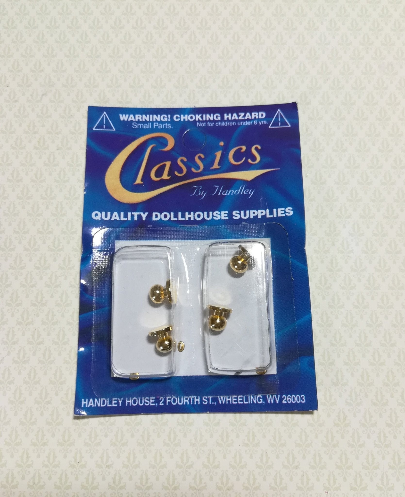 Dollhouse Miniature Doorknobs Round Gold with Keyhole 1:12 Scale 2 Sets - Miniature Crush