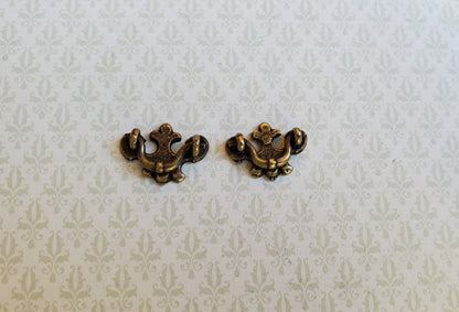 Dollhouse Miniature Drawer Pull or Handle x2 Fleur De Lis Style 1:12 Scale Antique Bronze - Miniature Crush