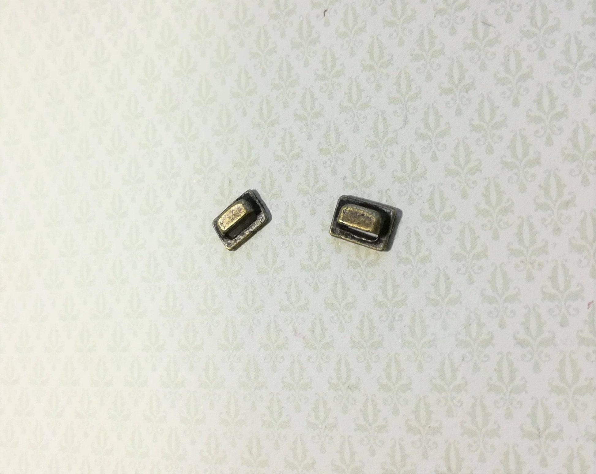 Dollhouse Miniature Drawer Pulls Craftsman Style x2 Antique Bronze Finish 1:12 Scale - Miniature Crush