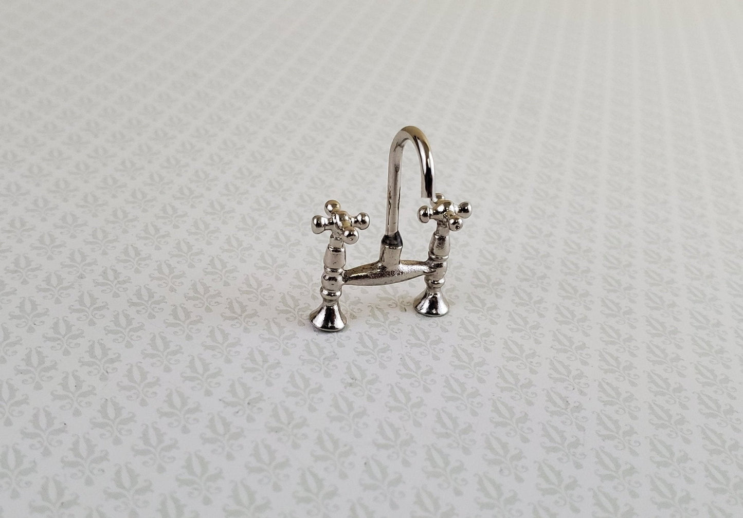 Dollhouse Miniature Faucet Mixer Tap Chrome Silver for Kitchen or Bathroom Sink 1:12 Scale - Miniature Crush