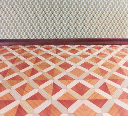 Dollhouse Miniature Faux Wood Parquet Flooring Heavy Paper Sheet 1:12 Scale - Miniature Crush