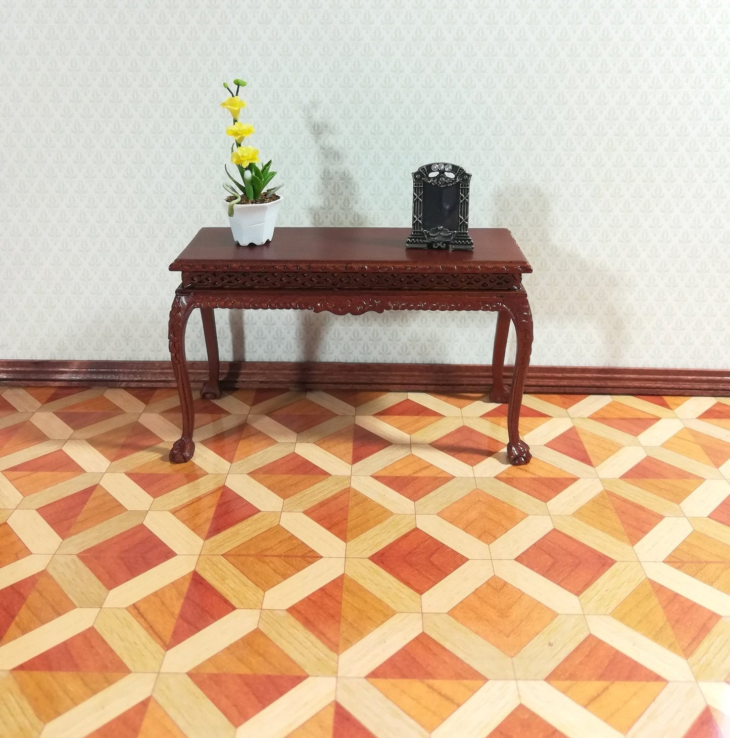 Dollhouse Miniature Faux Wood Parquet Flooring Heavy Paper Sheet 1:12 Scale - Miniature Crush