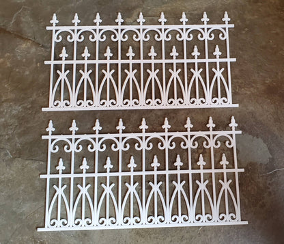 Dollhouse Miniature Fence Railing x2 White Victorian or Georgian Garden 1:12 Scale - Miniature Crush