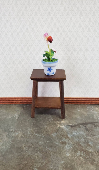 Dollhouse Miniature Fern or Plant Stand Side Table Walnut Finish 1:12 Scale Furniture - Miniature Crush