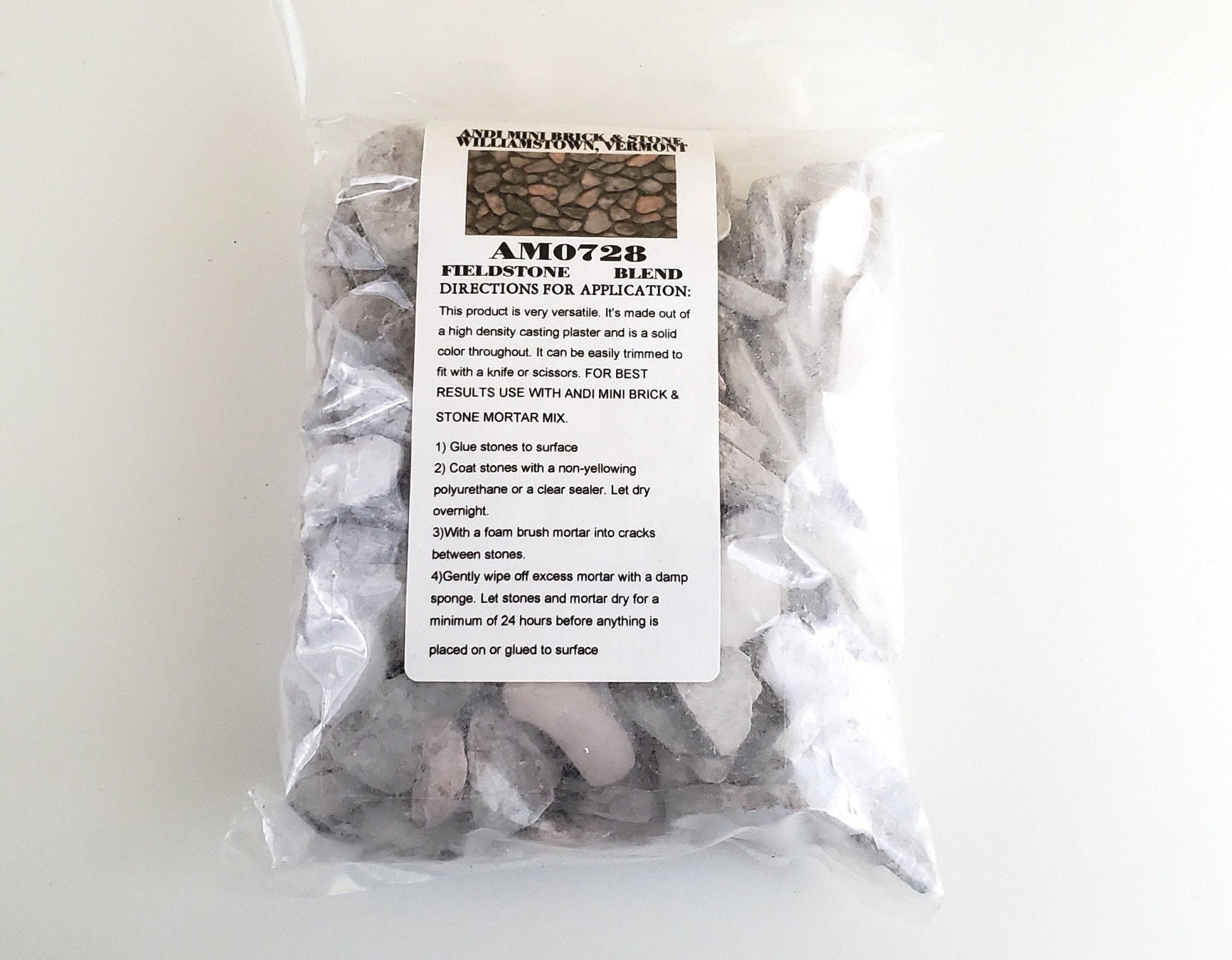 Dollhouse Miniature Fieldstone Cobblestone Gray Blend by Andi Mini Brick & Stone 1:12 Scale 72 sq in AM0728 - Miniature Crush