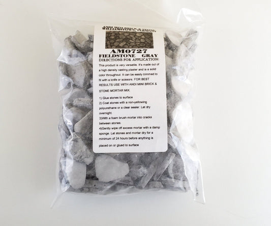 Dollhouse Miniature Fieldstone Cobblestone Gray by Andi Mini Brick & Stone 1:12 Scale 72 sq in AM0727 - Miniature Crush