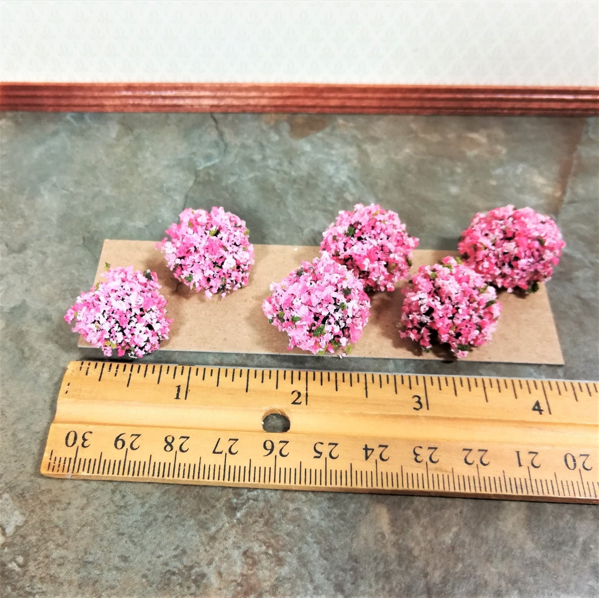 Dollhouse Miniature Flowering Shrub Pink & White Small Bush Round 1:12 Scale - Miniature Crush
