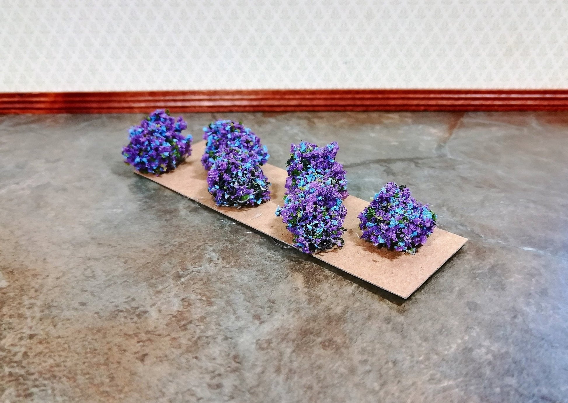 Dollhouse Miniature Flowering Shrub Purple Small Bush Round 1:12 Scale - Miniature Crush