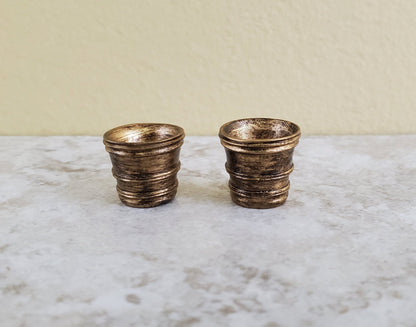 Dollhouse Miniature Garden Pots Small Aged Gold Finish Planters x2 1:12 Scale A4097GD by Falcon - Miniature Crush