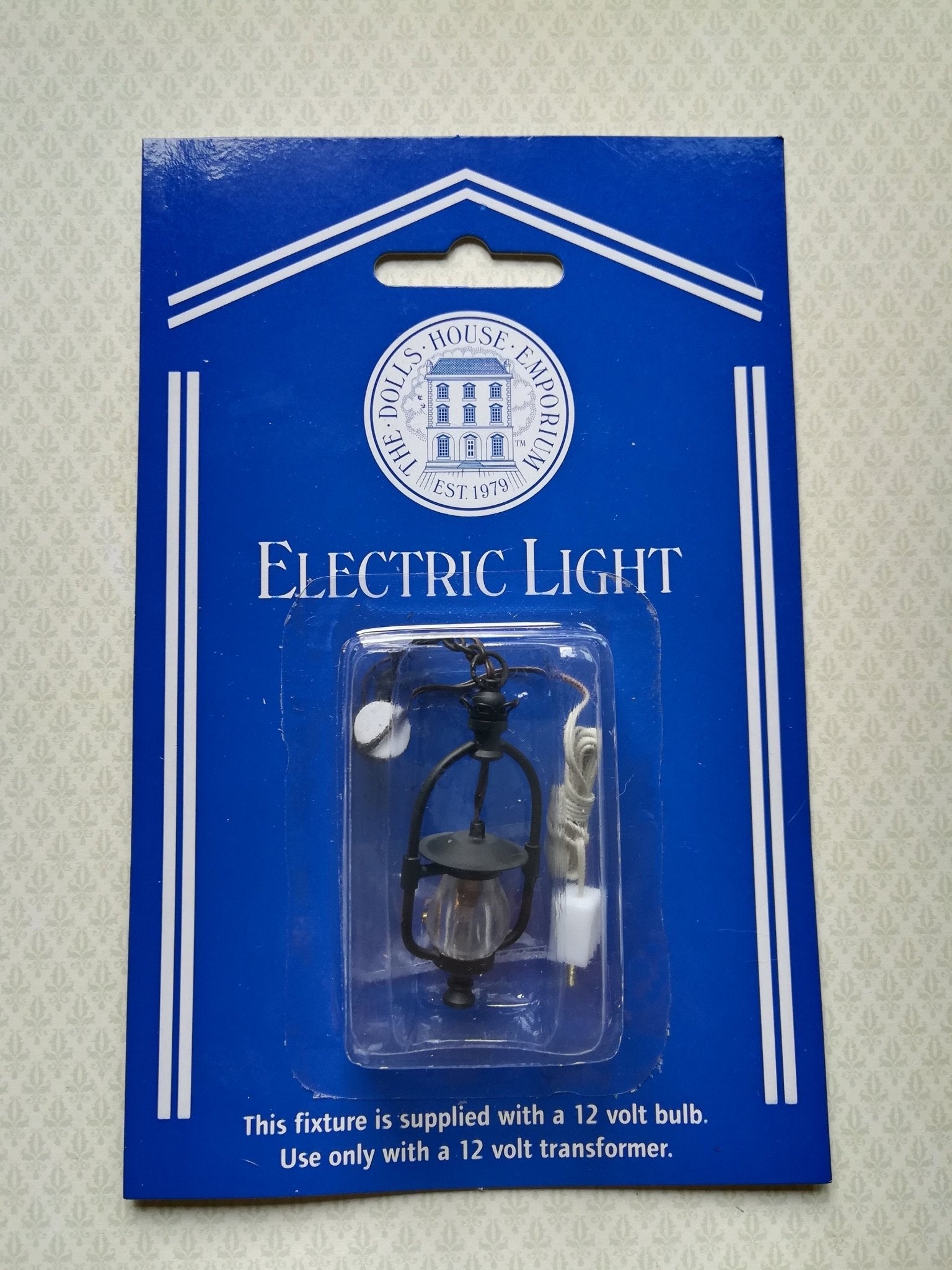 Dollhouse Miniature "Gas" Ceiling Light Black 12 Volt with Plug 1:12 Scale Lantern - Miniature Crush