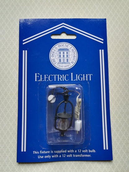 Dollhouse Miniature "Gas" Ceiling Light Black 12 Volt with Plug 1:12 Scale Lantern - Miniature Crush
