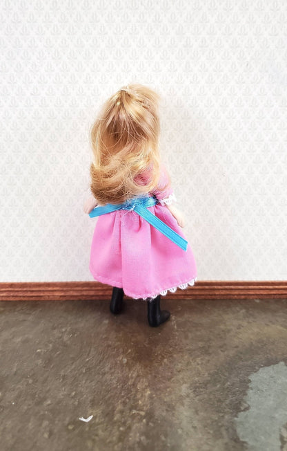 Dollhouse Miniature Girl Doll Porcelain Poseable 1:12 Scale Pink Dress - Miniature Crush