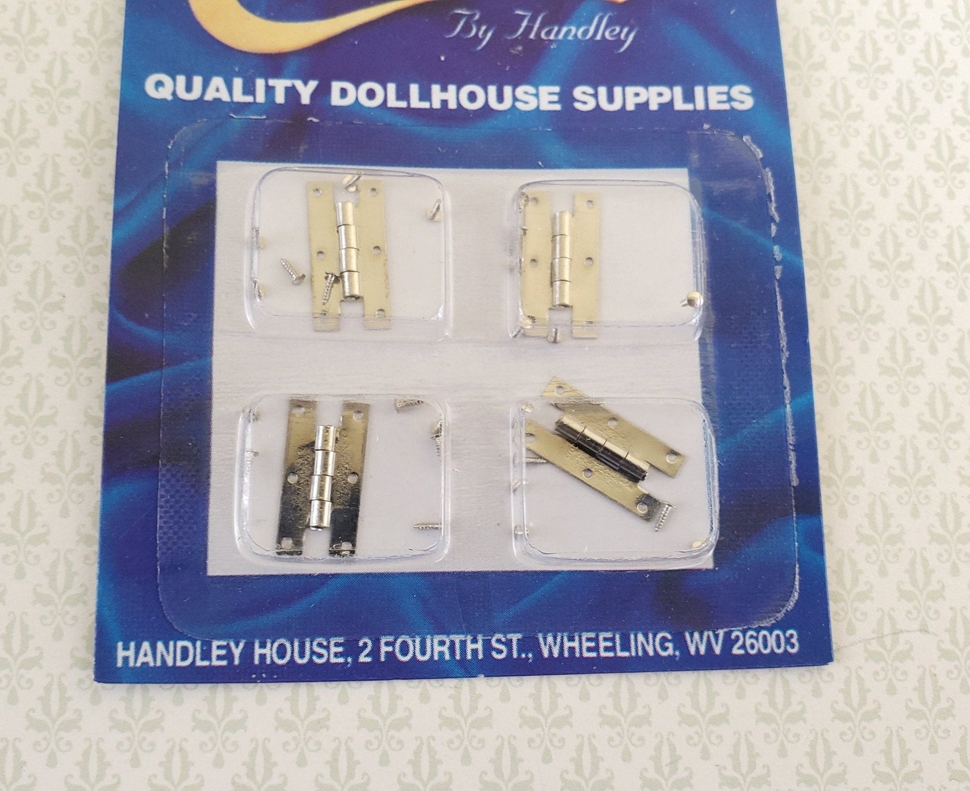 Dollhouse Miniature H Hinges Working Silver Nickel x4 1:12 Scale Includes Nails - Miniature Crush