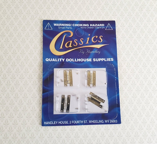 Dollhouse Miniature H Hinges Working Silver Nickel x4 1:12 Scale Includes Nails - Miniature Crush