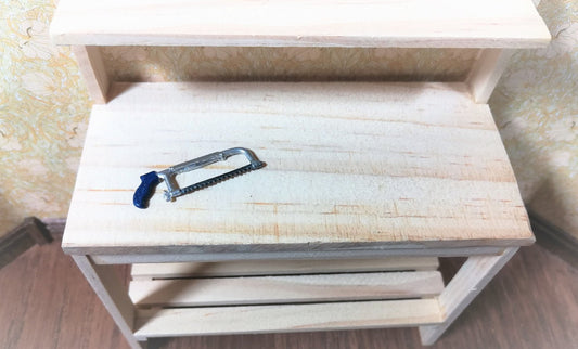 Dollhouse Miniature Hacksaw with Blue Handle 1:12 Scale Tool Metal Saw - Miniature Crush