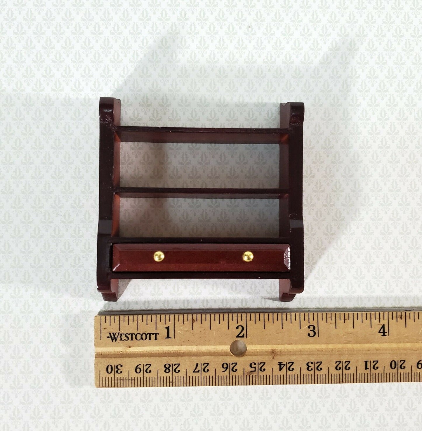 Dollhouse Miniature Hanging Shelf with Drawer 1:12 Scale Furniture Mahogany - Miniature Crush