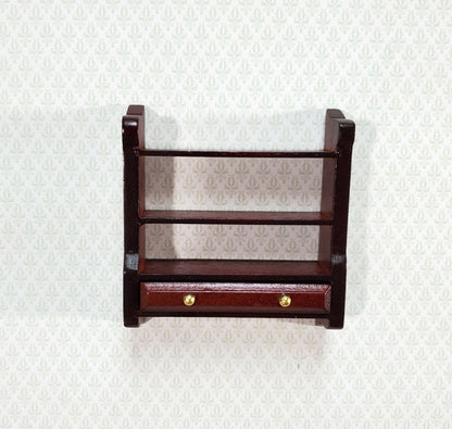 Dollhouse Miniature Hanging Shelf with Drawer 1:12 Scale Furniture Mahogany - Miniature Crush
