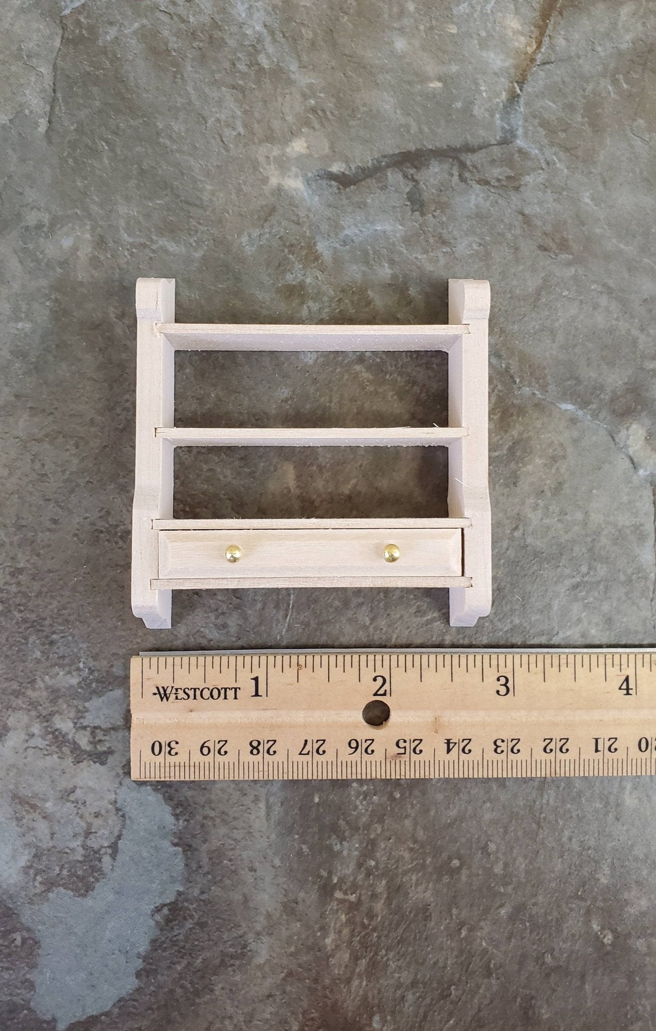 Dollhouse Miniature Hanging Shelf with Drawer 1:12 Scale Furniture Unpainted Wood - Miniature Crush