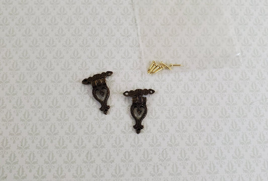 Dollhouse Miniature Hinge Fancy Antique Style Bronze 1:12 Scale Includes Nails S1509 - Miniature Crush