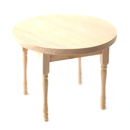 Dollhouse Miniature Kitchen Table Round 1:12 Scale Furniture Unfinished - Miniature Crush