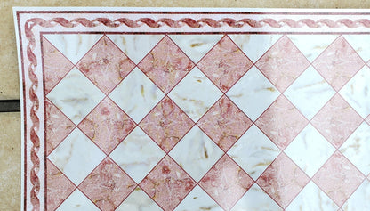 Dollhouse Miniature Marble Tile Floor Card Pink Rose with Border 1:12 Scale World Model - Miniature Crush