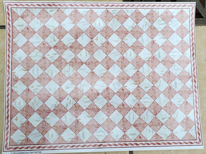 Dollhouse Miniature Marble Tile Floor Card Pink Rose with Border 1:12 Scale World Model - Miniature Crush
